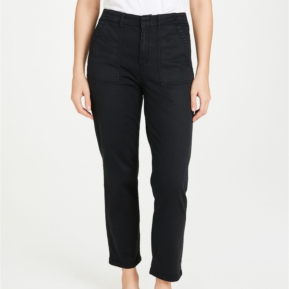 Daily Ritual Womens Black Straight Pants Size 8 Casual High Rise Minimalist